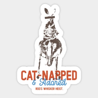 Cat-Napped and Adored Funny Pun Cat Kangaroo Sticker